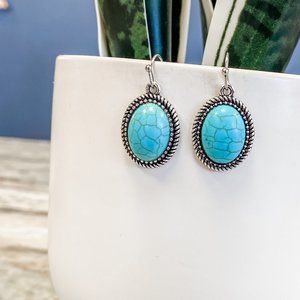 NEW Turquoise Oval Concho Earrings